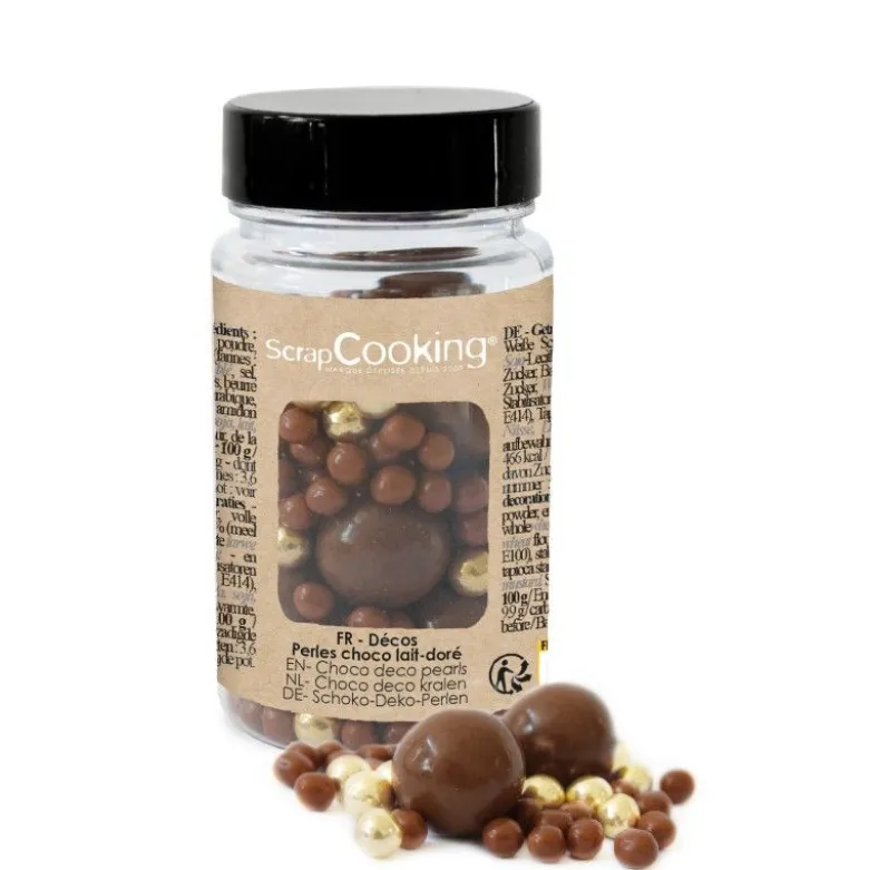 Décors Perles Chocolat Lait et Dorées - ScrapCooking