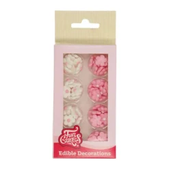 Décors sucre fleurs roses et blanches x64 - FunCakes