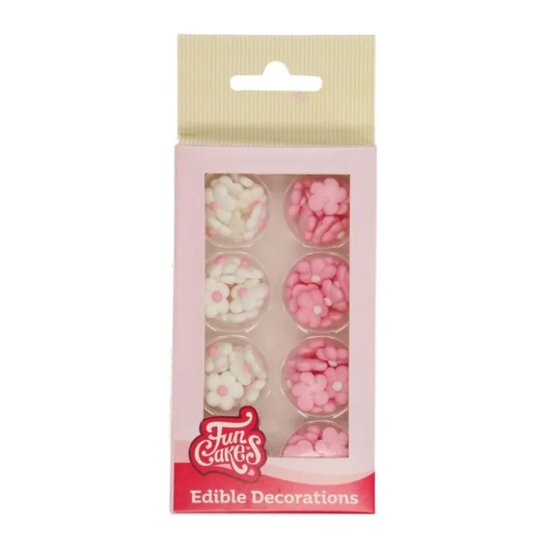 Décors sucre fleurs roses et blanches x64 - FunCakes