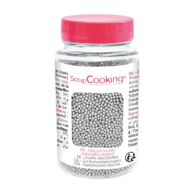 Décors sucrés Mini-Perles Argentées 80g - ScrapCooking