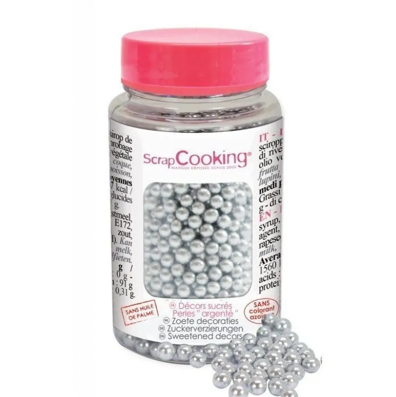 Décors sucrés Perles Argentées 55g - ScrapCooking