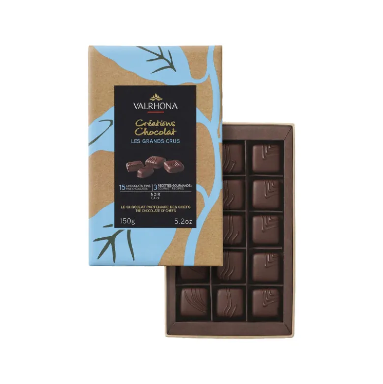 DDM Courte Coffret 15 Carrés Chocolat Noir Grands Crus - Valrhona