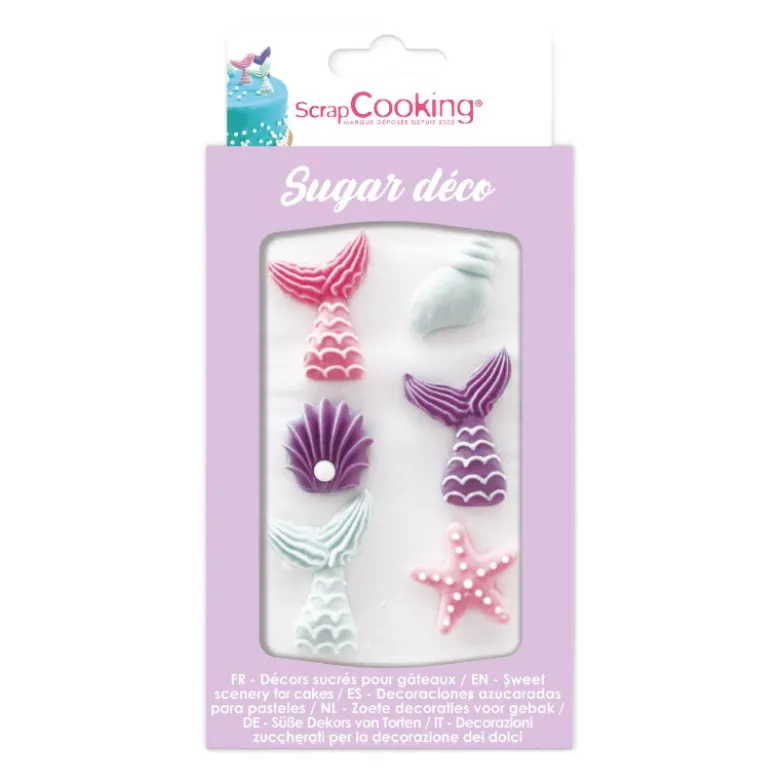 DDM Courte Décoration sucre sirène x6 - ScrapCooking