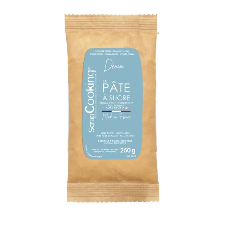 DDM Courte Pâte à sucre bleu denim 250g - ScrapCooking