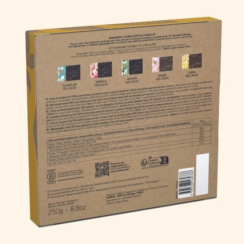DDM Dépassée Coffret 50 Carrés Chocolat Noir et Lait - Valrhona