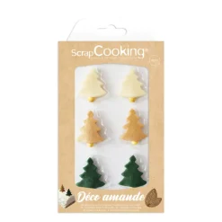 DLUO Dépassée Décor Sapins Noël Pâte d'Amande - ScrapCooking