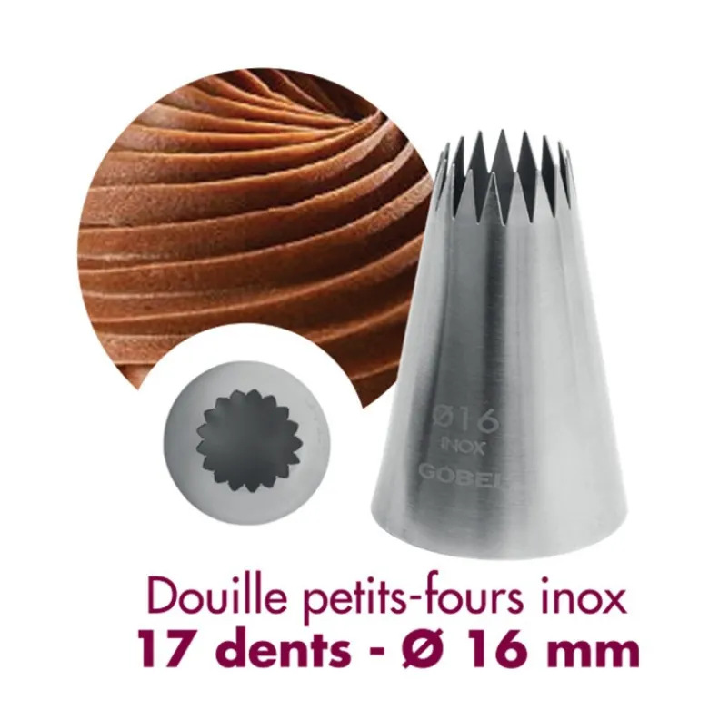 Douille Cannelée Petit Four Inox Ø 16 mm 17 Dents - Gobel