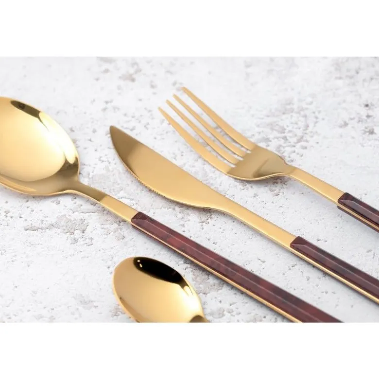 Ensemble de couverts écaille de tortue dorés x16 - Mikasa