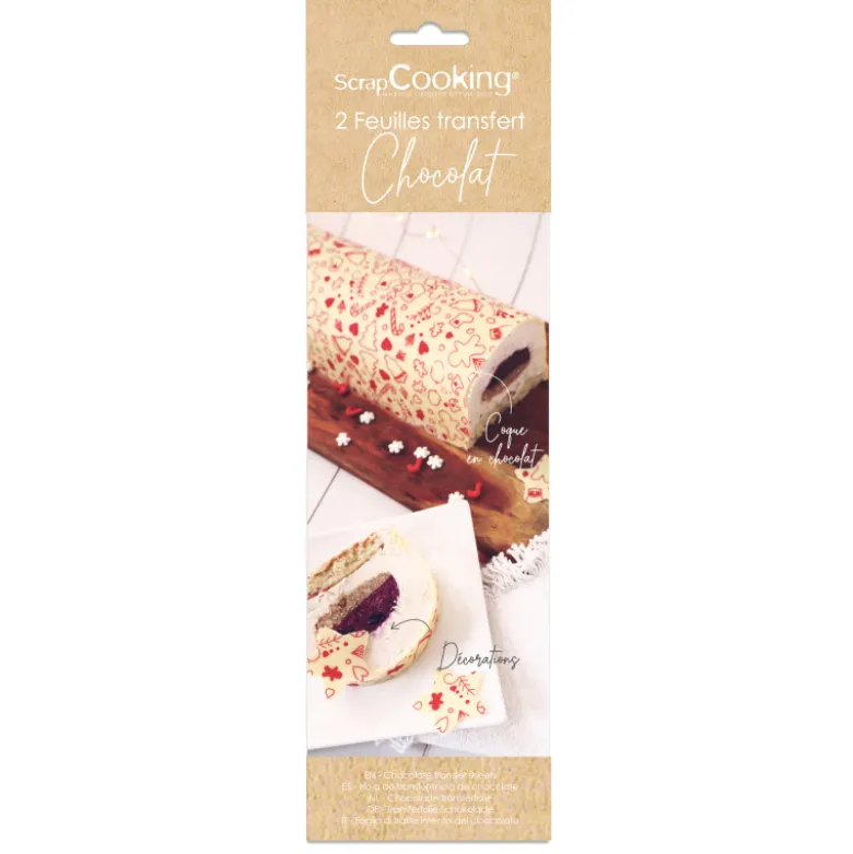 2 feuilles transfert pour bûche - Motif Noël - Scrapcooking