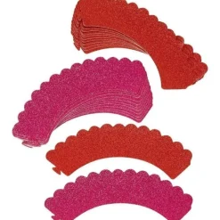 FIN DE SERIE Contour cupcake rose & rouge pailleté x24 - Wilton