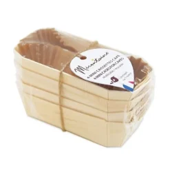 FIN DE SERIE Mini moule à cake bois 12cm x4 + caissettes de cuisson - Mirontaine