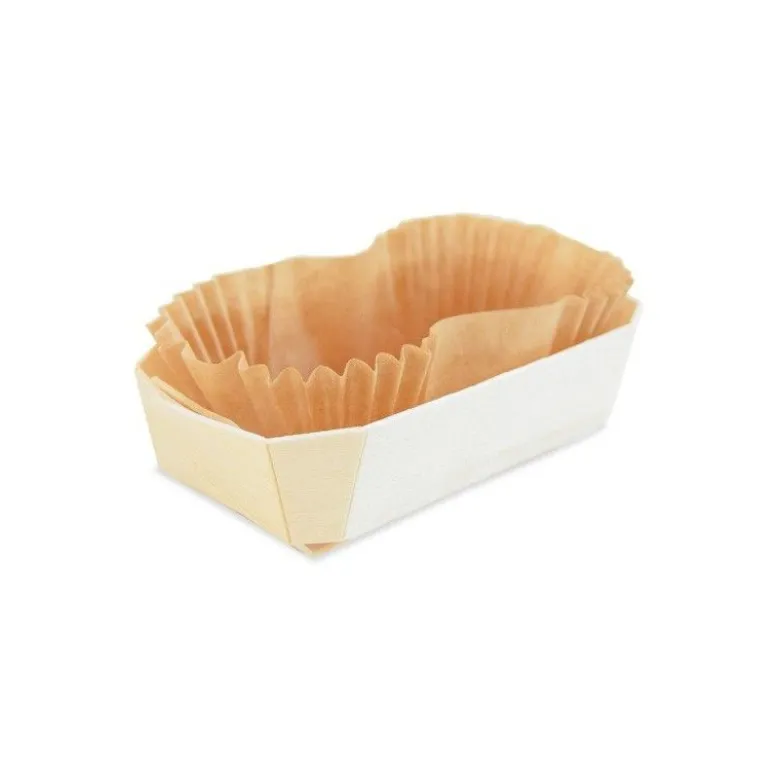 FIN DE SERIE Mini moule à cake bois 12cm x4 + caissettes de cuisson - Mirontaine