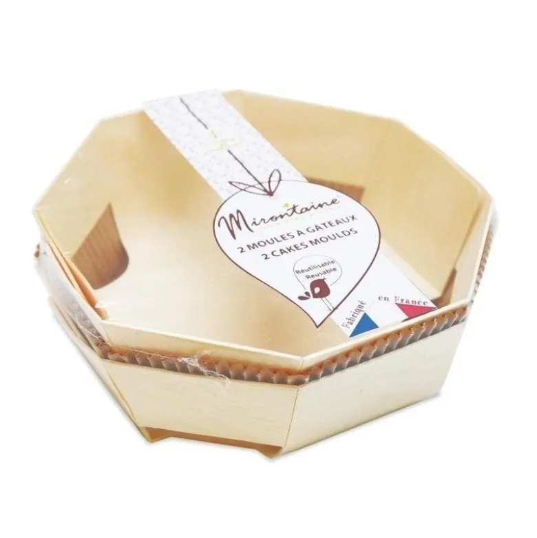 FIN DE SERIE Moule à gâteau 18cm bois x2 + caissettes cuisson - Mirontaine