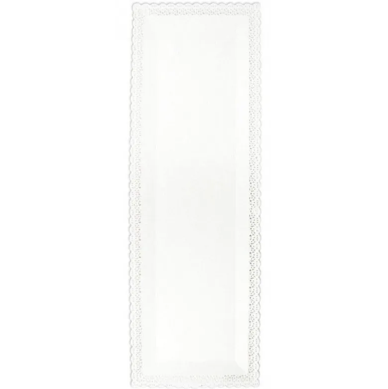 FIN DE SERIE Plat dentelle rectangle blanc 13x40cm - ScrapCooking