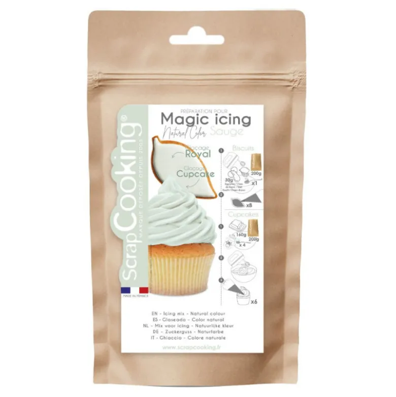 FIN DE SERIE Préparation pour glaçage prêt à l'emploi Magic icing Sauge - ScrapCooking
