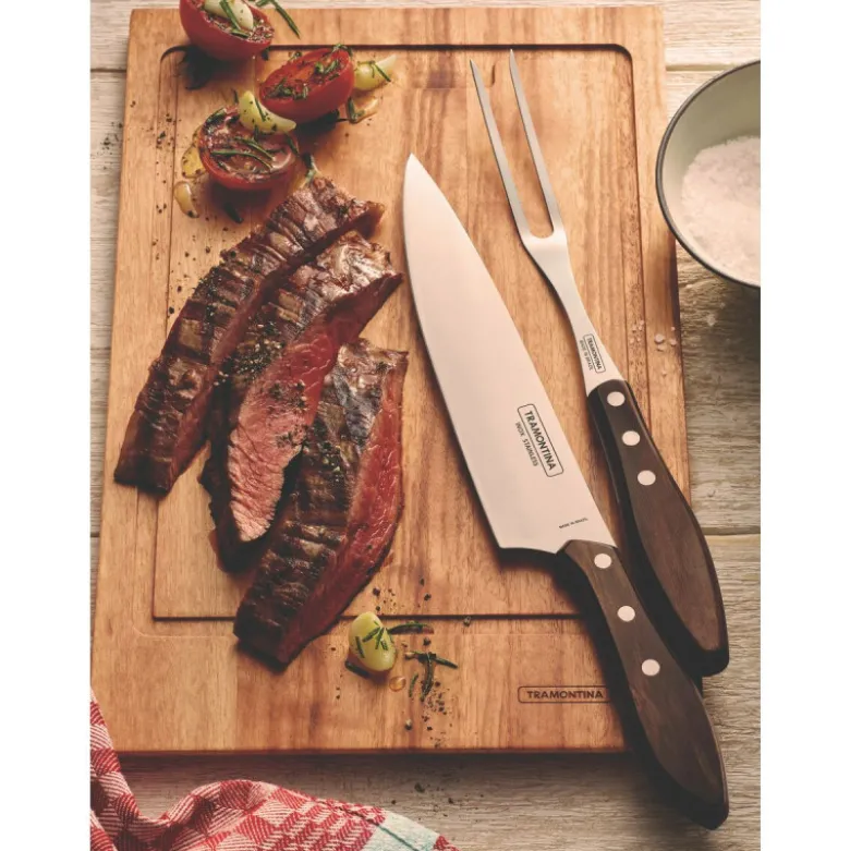 Fourchette et Couteau à Viande Inox et Technobois Churrasco - Tramontina