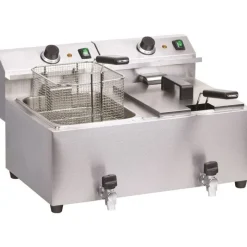 Friteuse inox 2 bacs 8L avec vidange Mastercook