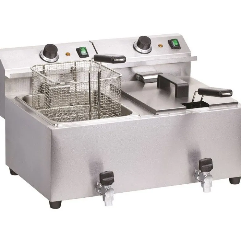 Friteuse inox 2 bacs 8L avec vidange Mastercook