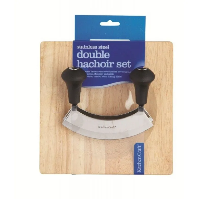 Hachoir berceuse double lames + Planche bois - Kitchen Craft