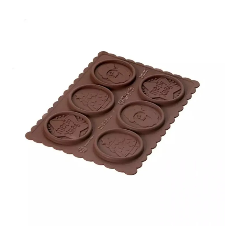 Kit Biscuit Chocolat Rond Noël Ø 5,7 cm (x6) - Silikomart