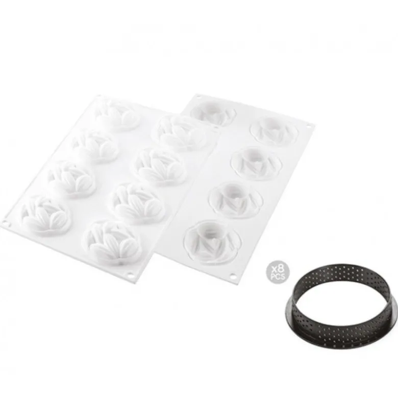 Kit Tarte Ring Cocoa Cacao 7cm x8 - Silikomart Professional