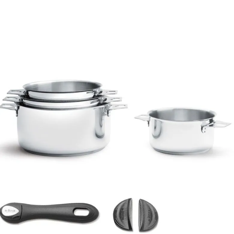 Lot 4 casseroles faitout inox Twisty 14 à 20cm - De Buyer