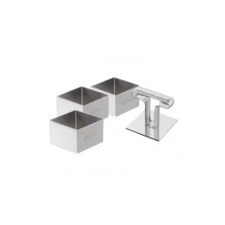 Lot de 3 carrés 6 cm + 1 poussoir - Patisse