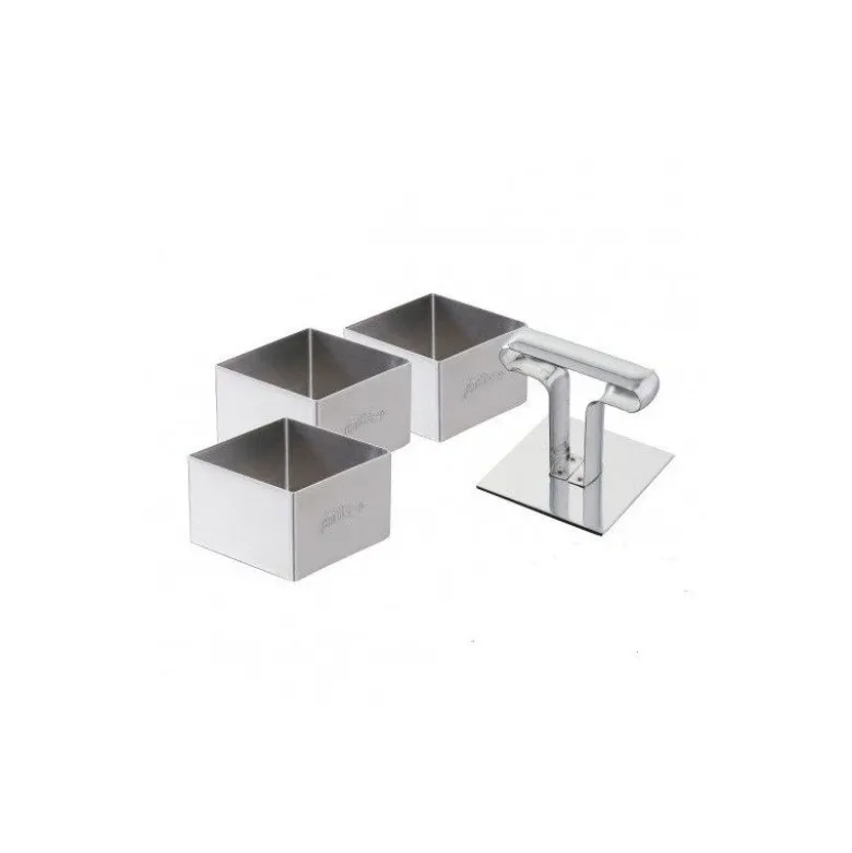 Lot de 3 carrés 6 cm + 1 poussoir - Patisse