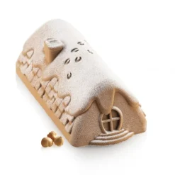 Moule à Bûche Silicone Chalet d'Hiver 3D 23 x 10,5 x H 7,5 cm - Silikomart