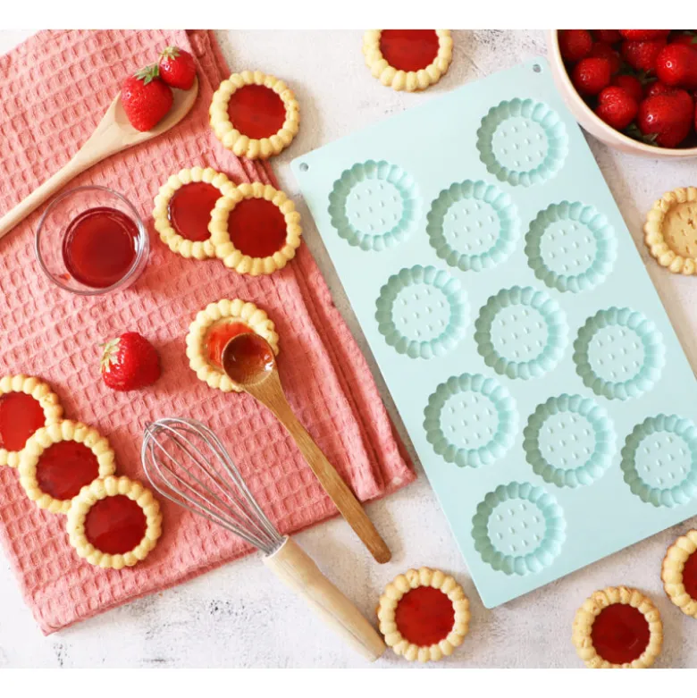 Moule biscuit tartelettes silicone x11 - ScrapCooking.