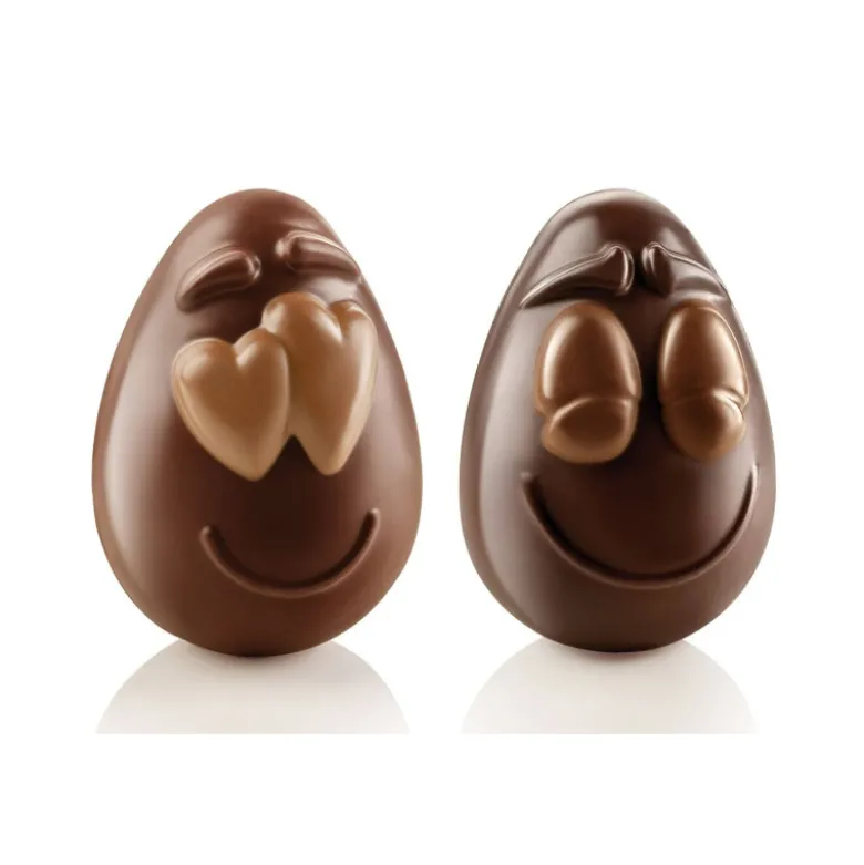 Moule à Chocolat Œufs Souriants 7,7 x 10,8 x H 8,2 cm (x2) - Silikomart