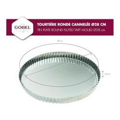 Moule à tarte cannelée 28cm fer blanc – Gobel