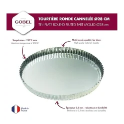 Moule à tarte cannelée 28cm fer blanc – Gobel