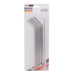 Paille cocktail inox x4 + goupillon - Totally Addict