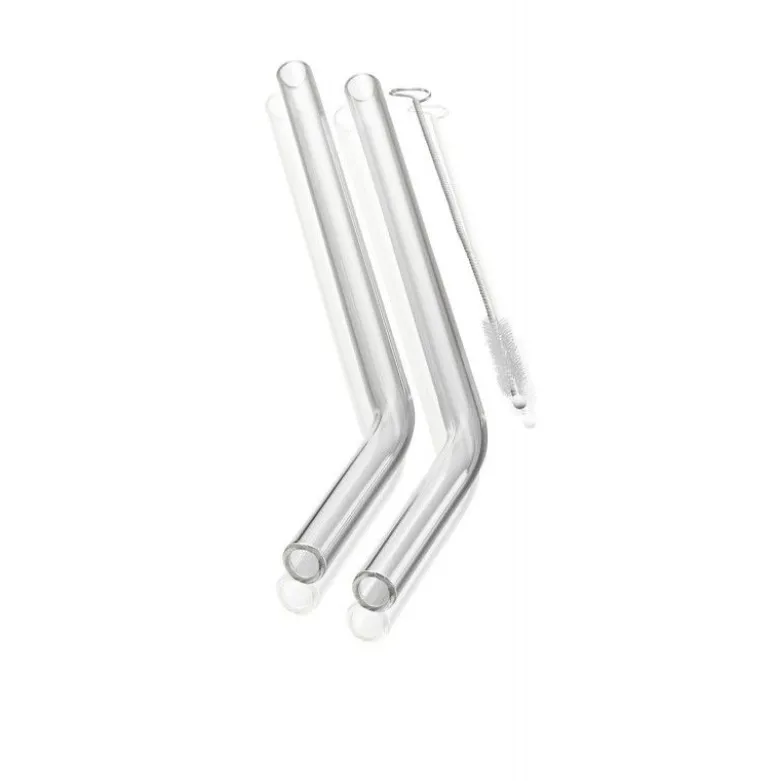 Paille en verre courbée x4 - Gefu