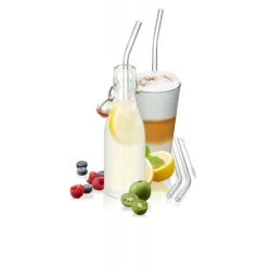 Paille en verre courbée x4 - Gefu