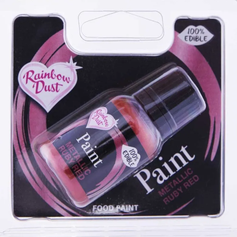 Peinture alimentaire Rouge métallique 23g - Rainbow Dust