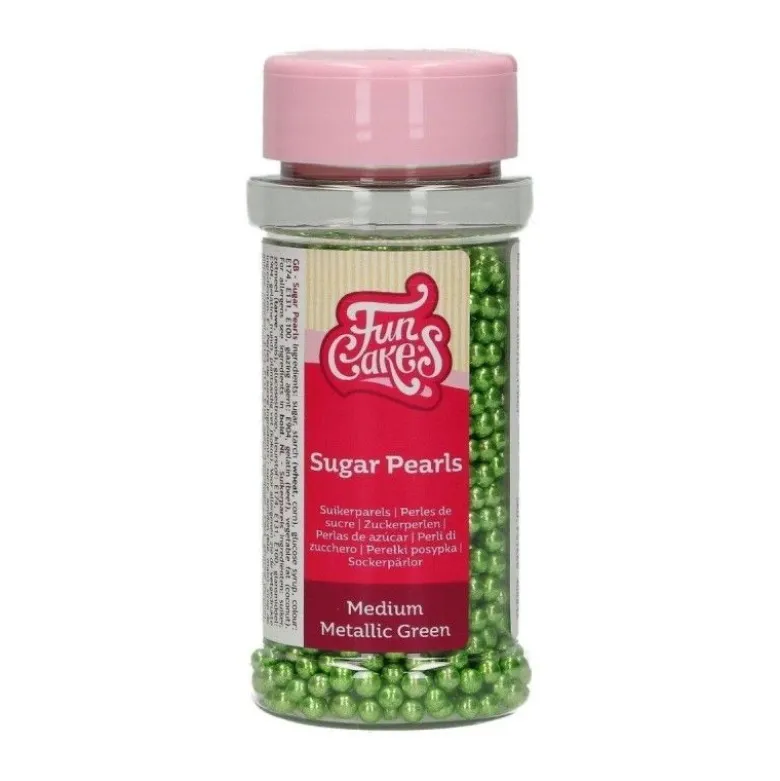 Perle de sucre vert métallique 80g - FunCakes