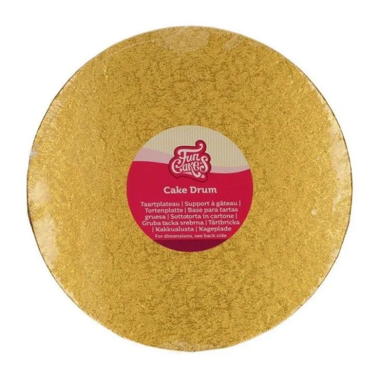 Plateau présentation rond épais doré 25cm - FunCakes