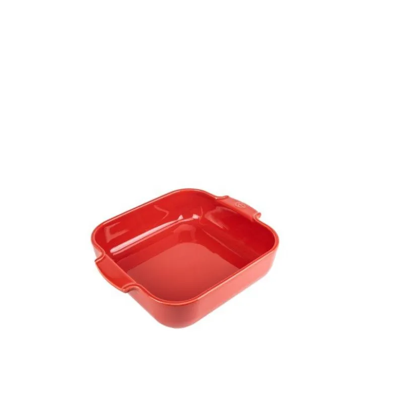 Plat à four carré rouge céramique Appolia 28cm - Peugeot