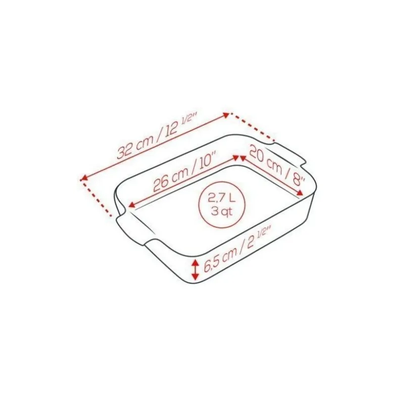 Plat à four rectangulaire rouge céramique Appolia 32cm - Peugeot