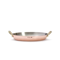 Plat ovale cuivre inox 2 anses laiton 36cm - De Buyer