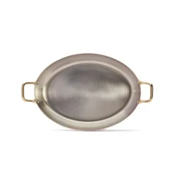 Plat ovale cuivre inox 2 anses laiton 36cm - De Buyer