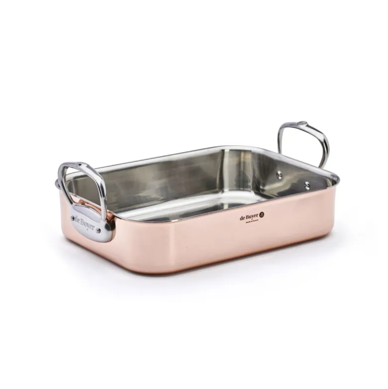 Plat à rôtir pro Inocuivre rectangulaire 35 x 25 cm Cuivre Inox - De Buyer