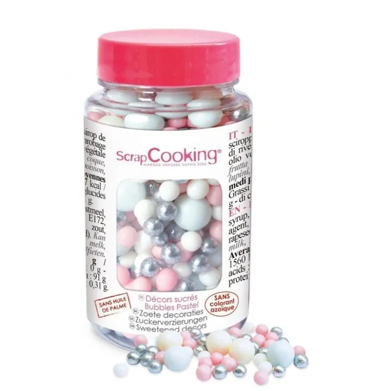 Pot décors sucrés Bubble Pastel 70g - ScrapCooking