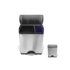 Poubelle a pédale 46L tri sélectif acier brossé rectangulaire - Simplehuman