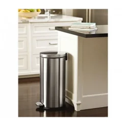Poubelle à pédale ronde 30L acier brossé - Simplehuman
