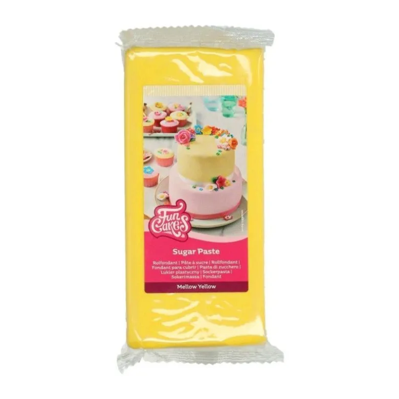 Pâte à sucre jaune 1kg - FunCakes