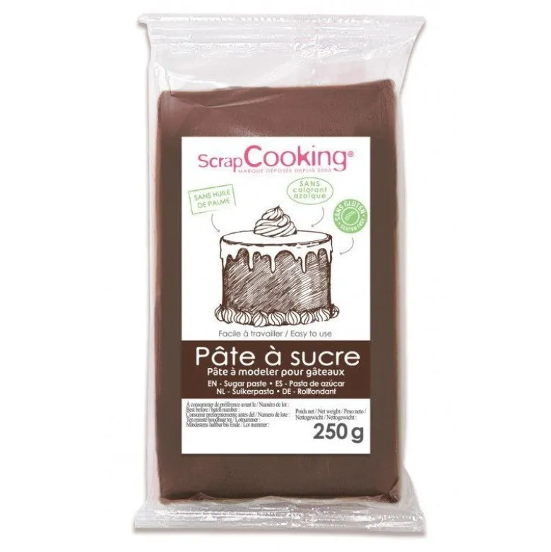 Pâte à sucre marron 250g - ScrapCooking