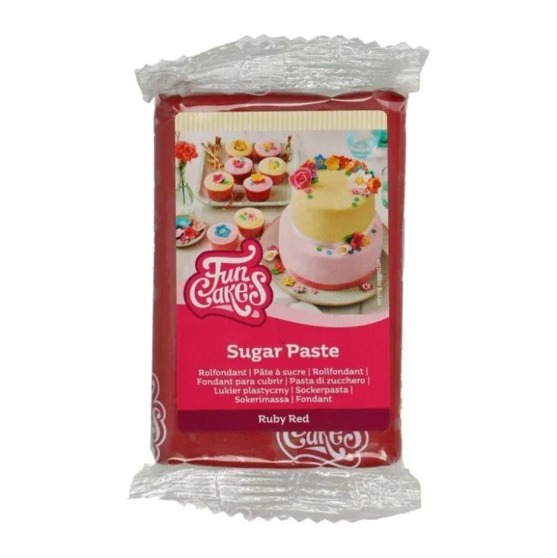 Pâte à sucre rouge rubis 250g - FunCakes